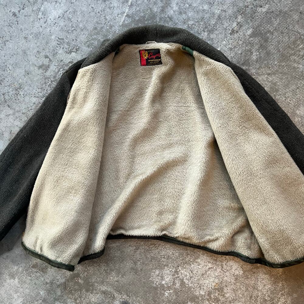Vintage Cooper Sportswear Reversible Suede Fleece Bomber Jacket XL Olive - Picture 7 of 10